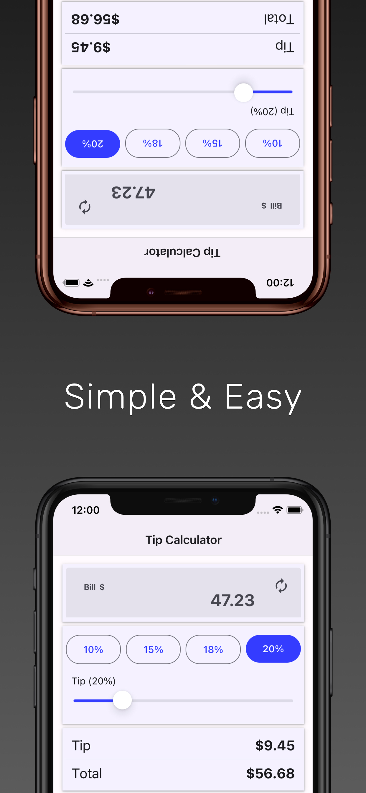 Screenshot of the Easy Tip Calculator app